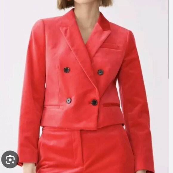J.Crew‎ Women’s Cropped double-breasted blazer in stretch velvet - Size 18